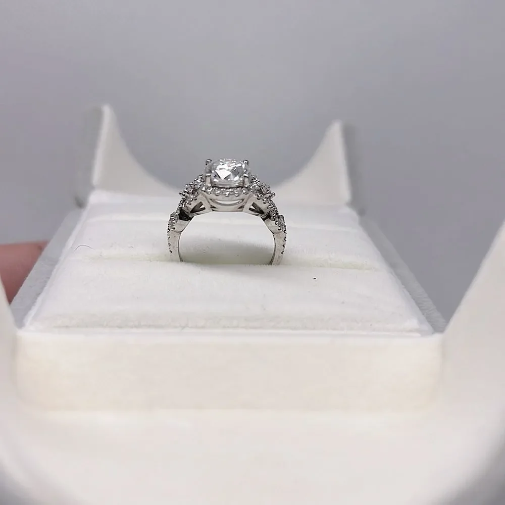 14kt 2.5ct tw round brilliant twist halo engagement ring